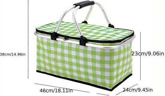 Livano Panier pique-nique - Paniers pique-nique - Piknik - Pick Nick - Sac pique-nique - Panier - Boîte à lunch - Été - Vert