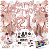 Fissaly 21 Jaar Rose Goud Verjaardag Decoratie Versiering - Helium, Latex & Papieren Confetti Ballonnen