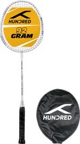 HONDERD Powertek 200 PRO badmintonracket met hoofdbedekking (wit, maat: standaard, gripmaat: G5) | Bespannen | Materiaal: aluminium | Voor gemiddelde spelers | Gewicht: 95 gram | Maximale snaarspanning - 18-20 lbs