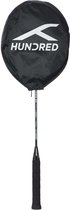 HUNDRED Powertek 200 PRO badmintonracket met hoofdbedekking (zwart, maat: standaard, gripmaat: G5) | Bespannen | Materiaal: aluminium | Voor gemiddelde spelers | Gewicht: 95 gram | Maximale snaarspanning - 18-20 lbs