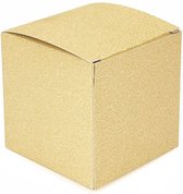 Kraft doosje Goud Glitter 7,6x7,6x7,6cm (25 Stuks)