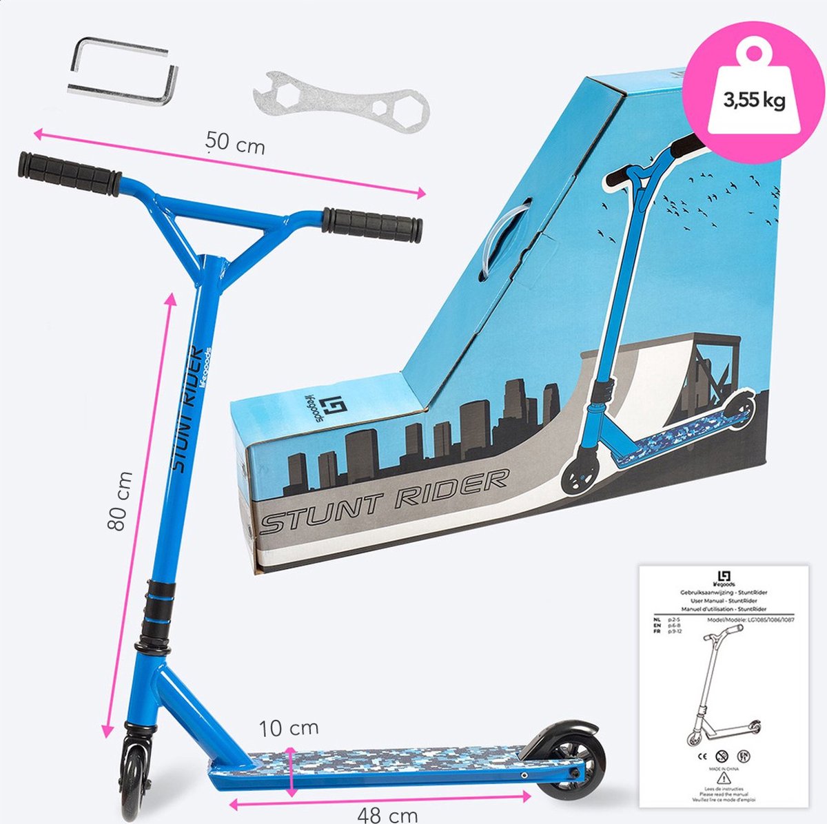 LifeGoods StuntRider - Stuntstep - Step - 100mm Wielen - Blauw — afbeelding 7
