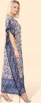 Robe caftan longue femme Lidy motif cachemire bleu royal bleu foncé marine blanc beige noir robe de plage Taille M/L