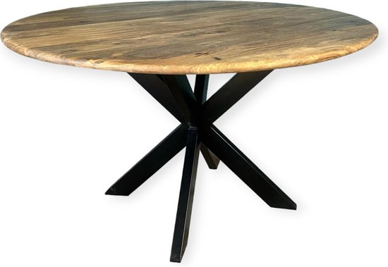 Table à manger ronde Zita Home 120cm de diamètre en bois de manguier massif hauteur 77cm