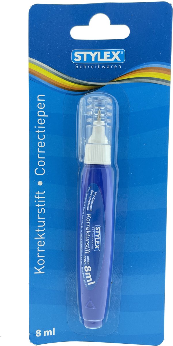 Stylex - Correctiepen 8ml - Blauw - Fijne punt - Sneldrogend