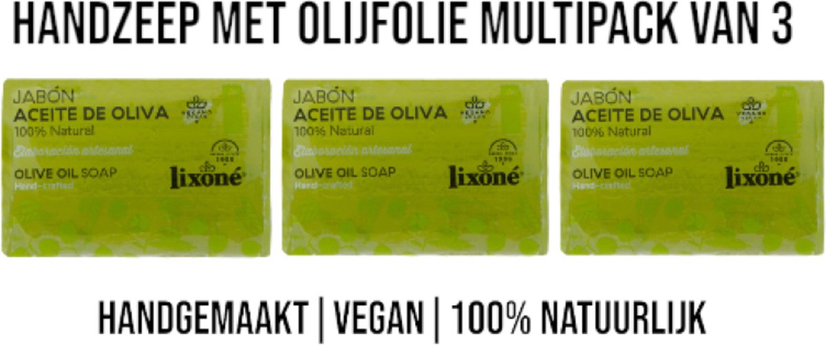 Goedkoopste Lixoné | Jabón con Aceite de Oliva | Handzeep Met Olijfolie | Hydraterend - Vochtinbrengend en Reinigend | Vegan | Handgemaakt | 100 Natuurlijk | Uit Spanje | | 3 x 125g