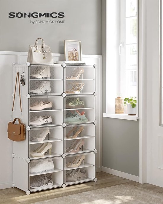 Schoenenkast Johanna hout gevlamd/wit voor 6 paar schoenen schoenenkast schoen