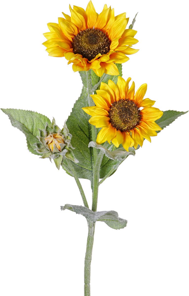 Topart Kunstbloem Zonnebloem tak - 86 cm - geel - kunst zijdebloem - decoratie bloemen