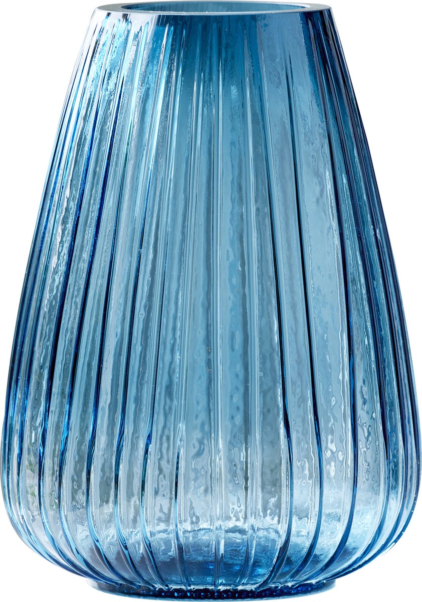 BITZ Kusintha Vaas 22 cm Blauw - bloemenvaas - glas -vaasglas - blauwe vaas - decoratie - woonaccessoires