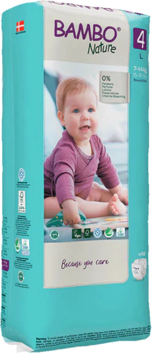 3x Bambo Nature Luiers Maat 4 (7-14 kg) 48 stuks