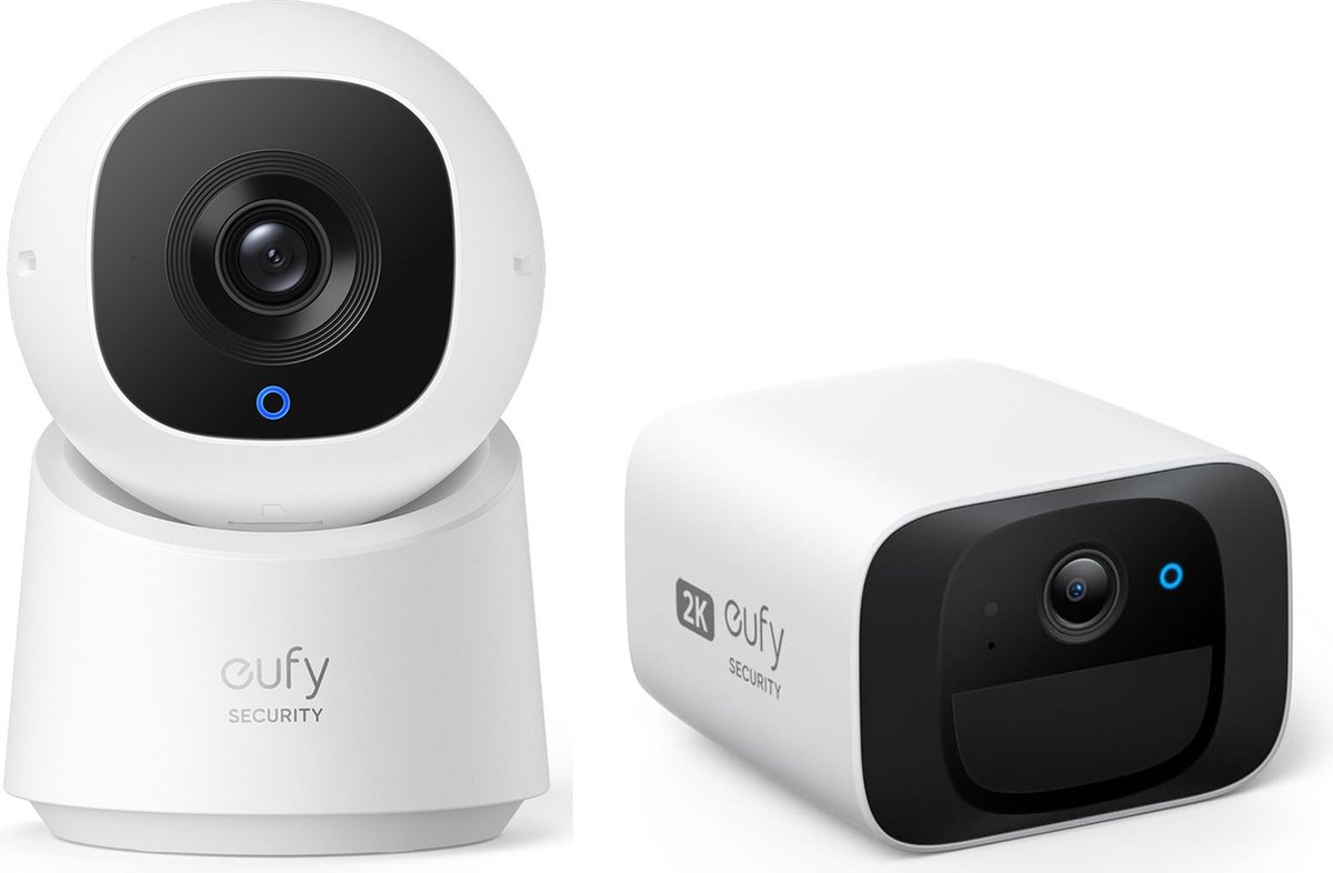2x eufy Security Binnencamera 2K Pan & Tilt - Indoor Cam + 2x