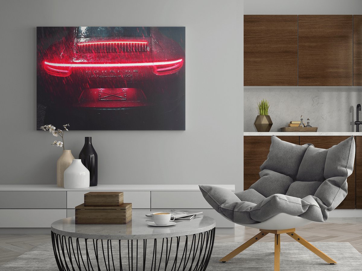 Trendex Global Canvas Schilderijen - Car - Auto - Porsche 911 - Rood - 120x80 cm