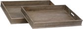 J-Line plateau - dienblad - hout - naturel - 2 stuks - woonaccessoires