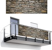 Balkonscherm 300x100 cm - Balkonposter Stenen - Steenoptiek - Grijs - Balkon scherm decoratie - Balkonschermen - Balkondoek zonnescherm