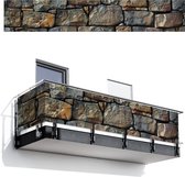 Balkonscherm 500x90 cm - Balkonposter Stenen - Steenoptiek - Grijs - Bruin - Balkon scherm decoratie - Balkonschermen - Balkondoek zonnescherm