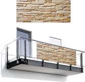Balkonscherm 300x120 cm - Balkonposter Stenen - Beige - Bruin - Licht - Balkon scherm decoratie - Balkonschermen - Balkondoek zonnescherm