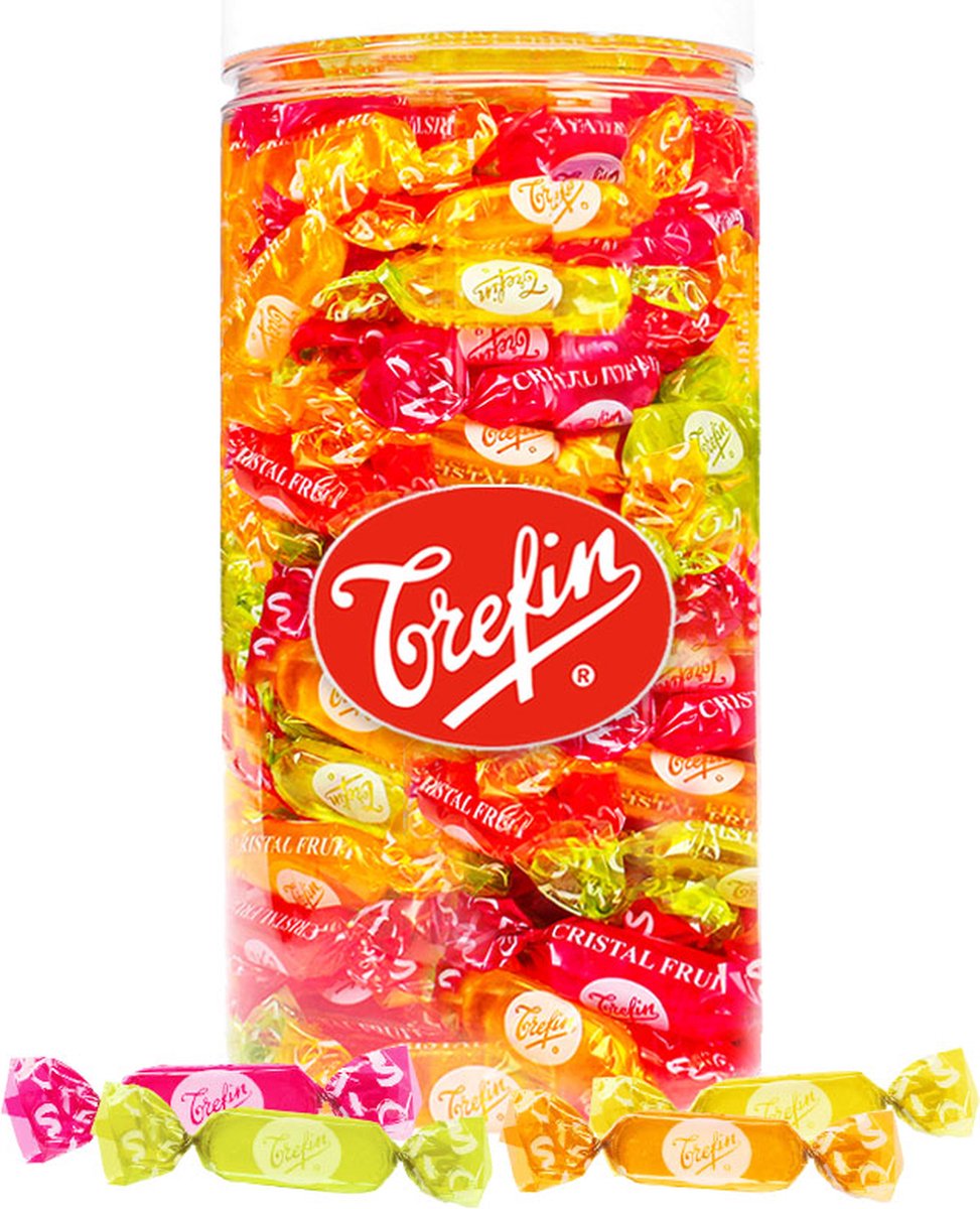 Trefin Cristal fruit - nostalgisch hard snoep - met framboos, citroen, mango en perzik smaken - 900g