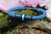 Urn-Crematie-as heren armband-Sieraad wordt voor u op maat gemaakt! 6mm-Blauw Sail Rope Heren armband met crematie-as verwerkt in bedel-rvs design kralen-Herinneringsarmband-Assieraad-RVS zeer veilige sluiting-Herdenkingsssieraad-Gedenken-Handgemaakt