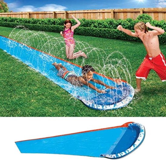 Opblaasbare Waterglijbaan Voor Kinderen – 16 Ft (488 Cm), Met Sproeiers, Voor Tuin En Buiten