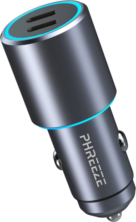 40W Autolader USB C met 2 Poorten - USB-C Snellader Auto Sigarettenaansteker - Metalen Behuizing - Universeel