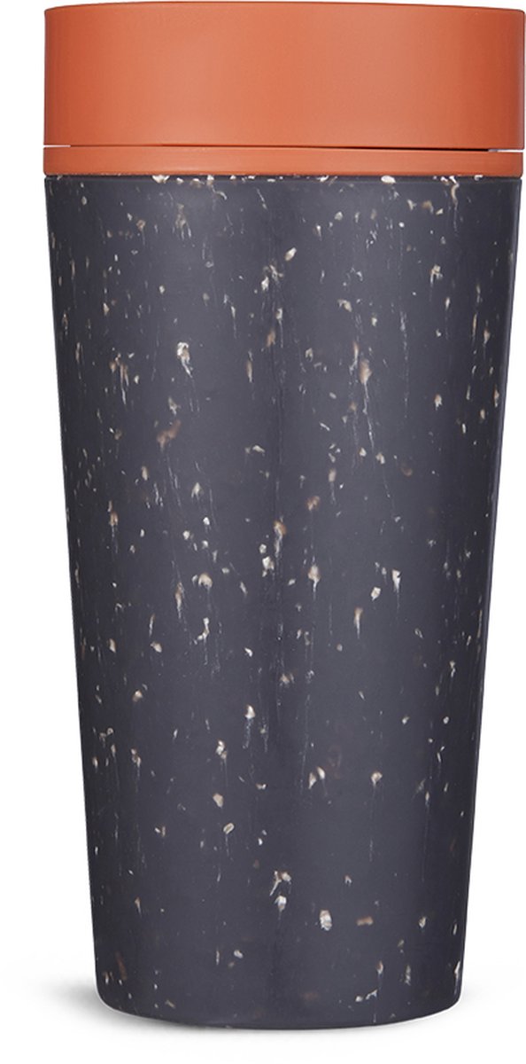 Circular & Co - Travel Mug - Koffiebeker To Go - Coffee To Go Beker - 340 ml - Grey - Sundown Orange - 12oz – Duurzaam