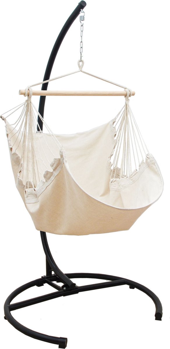 XL Hangstoel met Standaard - 155x125 Tuin Hangstoel - Zit Hangmat voor Buiten met Stalen Frame