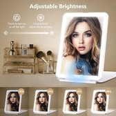 LED Reisspiegel met oplaadbare LED verlichting - opvouwbaar / make up spiegel / klapspiegel / tas-spiegel / wit cosmetica spiegel