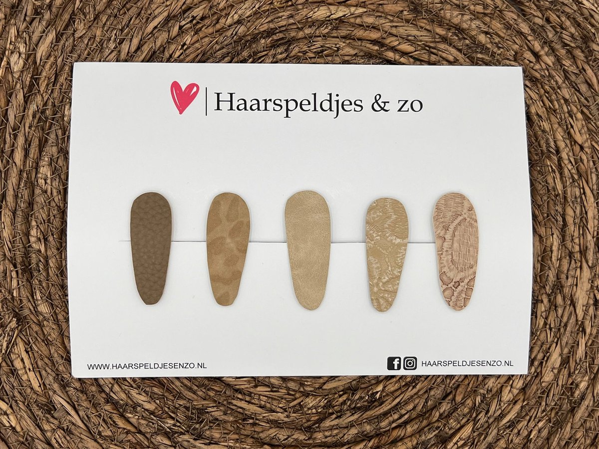 Haarspeldjes 'Lott' setje 14 - speldje met imitatieleer - 5 cm speldjes