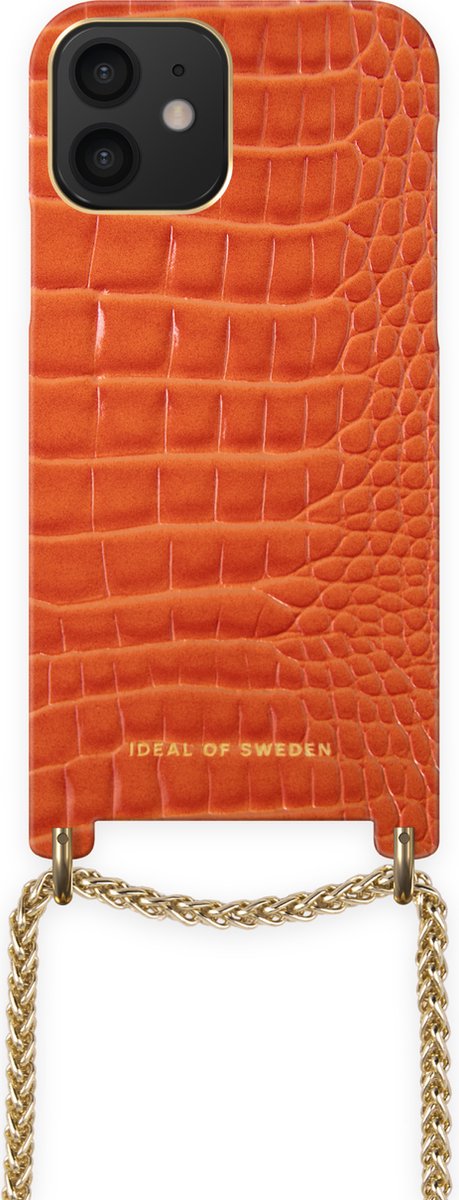 iDeal of Sweden Lilou Necklace Case Orange Croco iPhone 12 / 12 Pro