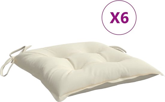 vidaXL - Coussins de chaise - 6 - pcs - 40x40x7 - cm - tissu - blanc crème