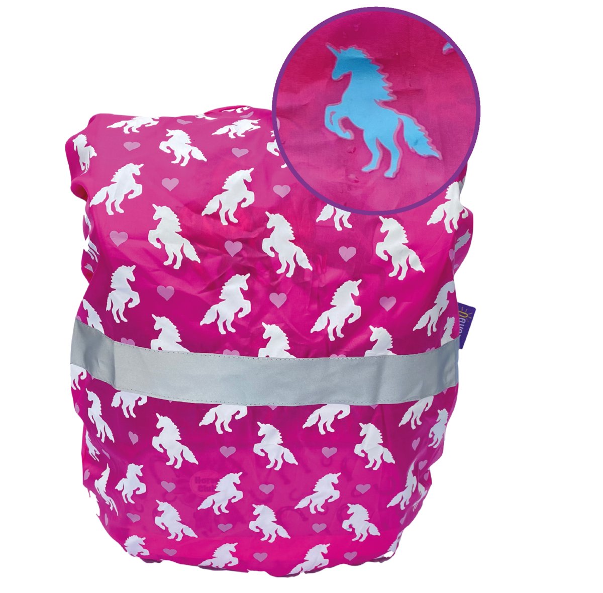 Schooltas Regenhoes - Reflecterend - Unicorn - Roze - Incl. Opbergtasje
