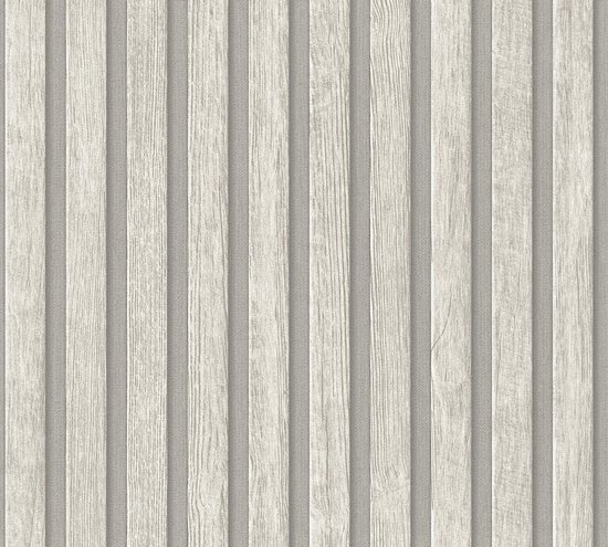 Hout behang Profhome 391095-GU vliesbehang hardvinyl warmdruk in reliëf gestructureerd in hout look mat grijs lichtgrijs 5,33 m2