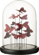 J-Line stolp Vlinders - glas - rood/bordeaux - large