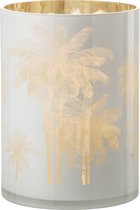 J-Line windlicht Palmbomen - glas - blauw/goud - extra large