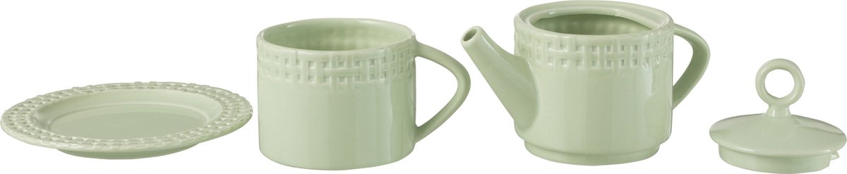 J-Line theepot + theemok - keramiek - groen