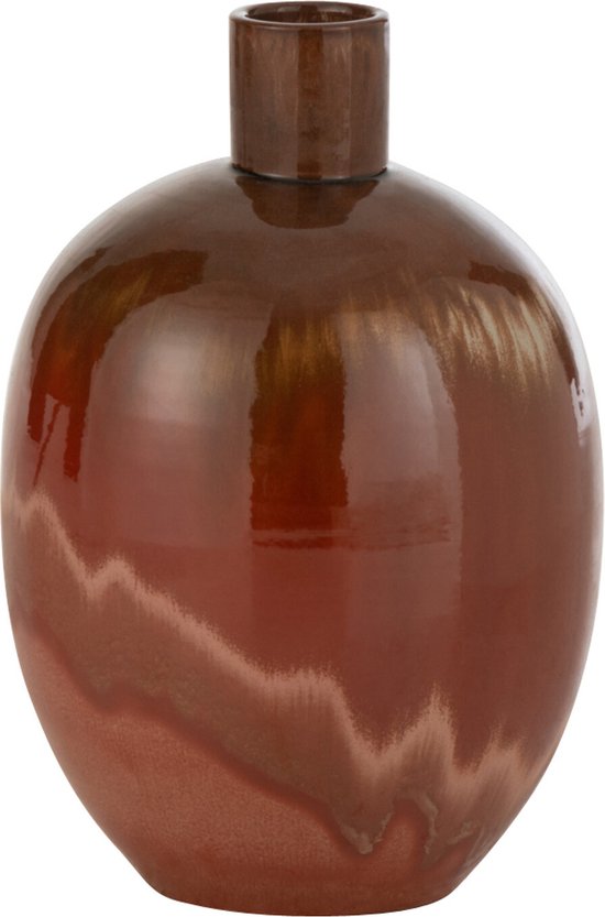 J-Line Vase Aline Oval Ceramique Rouge Small