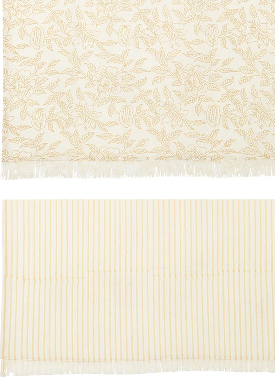 J-Line Tafelkleed Indi Textiel Beige Assortiment Van 2