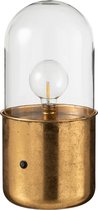 J-Line Antiek tafellamp - glas & zink - goud - large - LED lichtjes - woonaccessoires