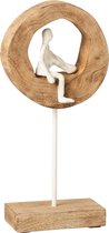 J-Line décoration Personnage Penseur Cercle - bois/aluminium - naturel/blanc