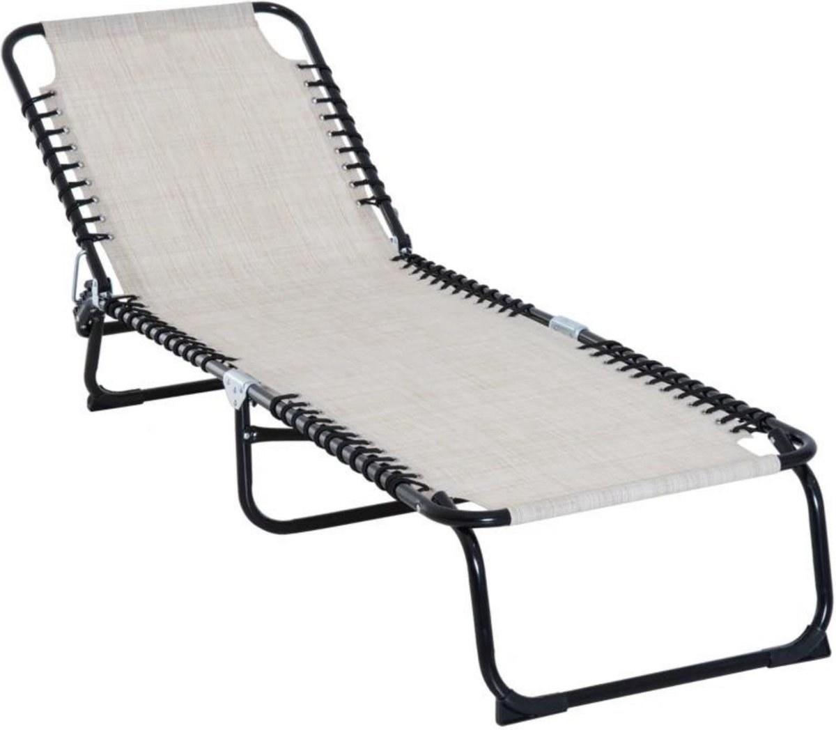 Stretcher - Veldbed - Ligbed - Zonnebed - Ligstoel - Tuinmeubelen - Tuinstoel - Stoelen - beige 197 x 58 x 30 cm