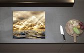 Inductieplaat Beschermer - Abstract Schilderij van Wolken Drijvend in de Zee - 58x51 cm - 2 mm Dik - Inductie Beschermer - Bescherming Inductiekookplaat - Kookplaat Beschermer van Zwart Vinyl