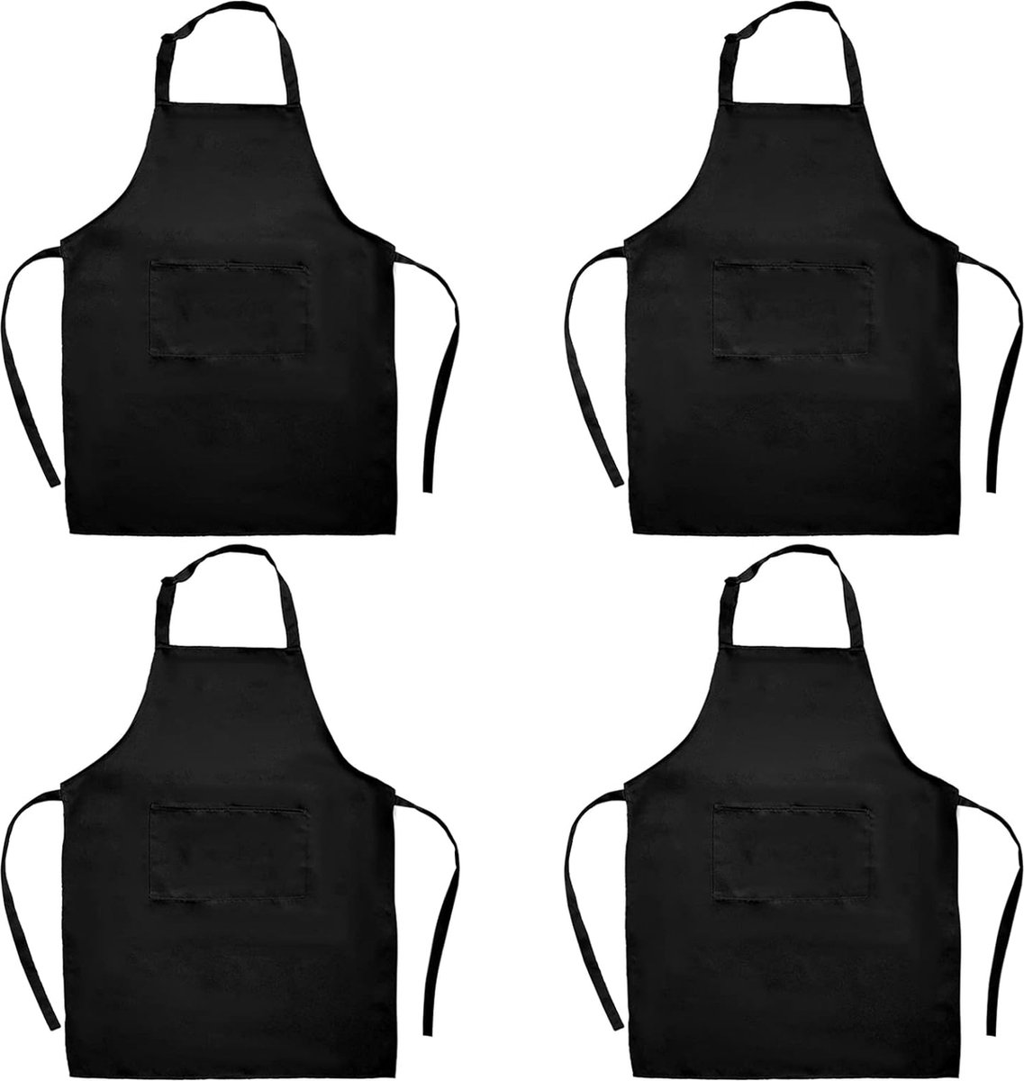 Oruola Zwarte serverschort met zakken, 23,62 x 11,81 inch, uniseks polyester waterdichte oberschort voor familierestaurant, barbecue, koken, schoonmaken