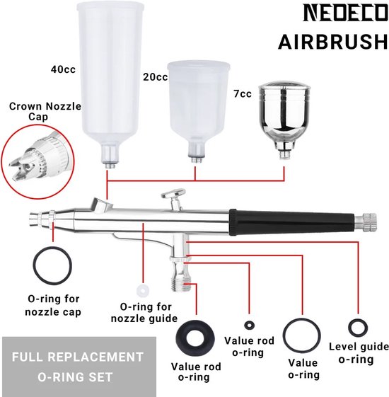 Airbrush set met compressor - Airbrush verf - Airbrush pistool - Airbrush compressor - Merkloos