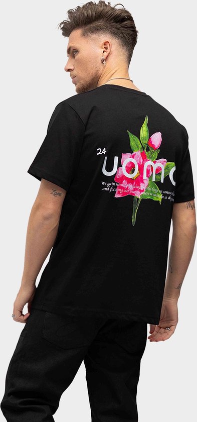 24 Uomo Flora T-shirt Zwart - XL