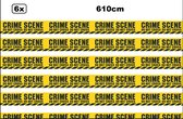 6x Rol Afzetlint Crime scene 610cm zwart/geel - Afzet lint festival thema feest verjaardag markeerlint fun waarschuwing lint