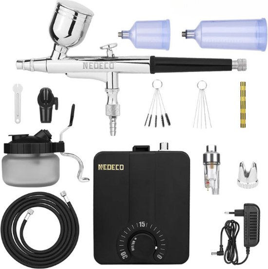 Airbrush set met compressor - Airbrush verf - Airbrush pistool - Airbrush compressor - Merkloos