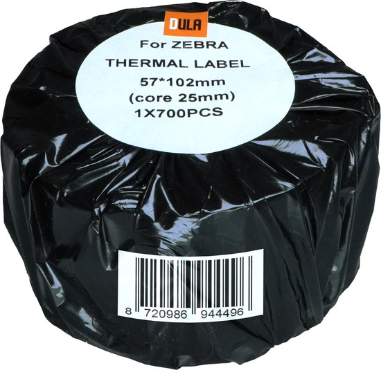 DULA Compatible Zebra Labels 57x102mm - 700 etiketten per rol - kern ...