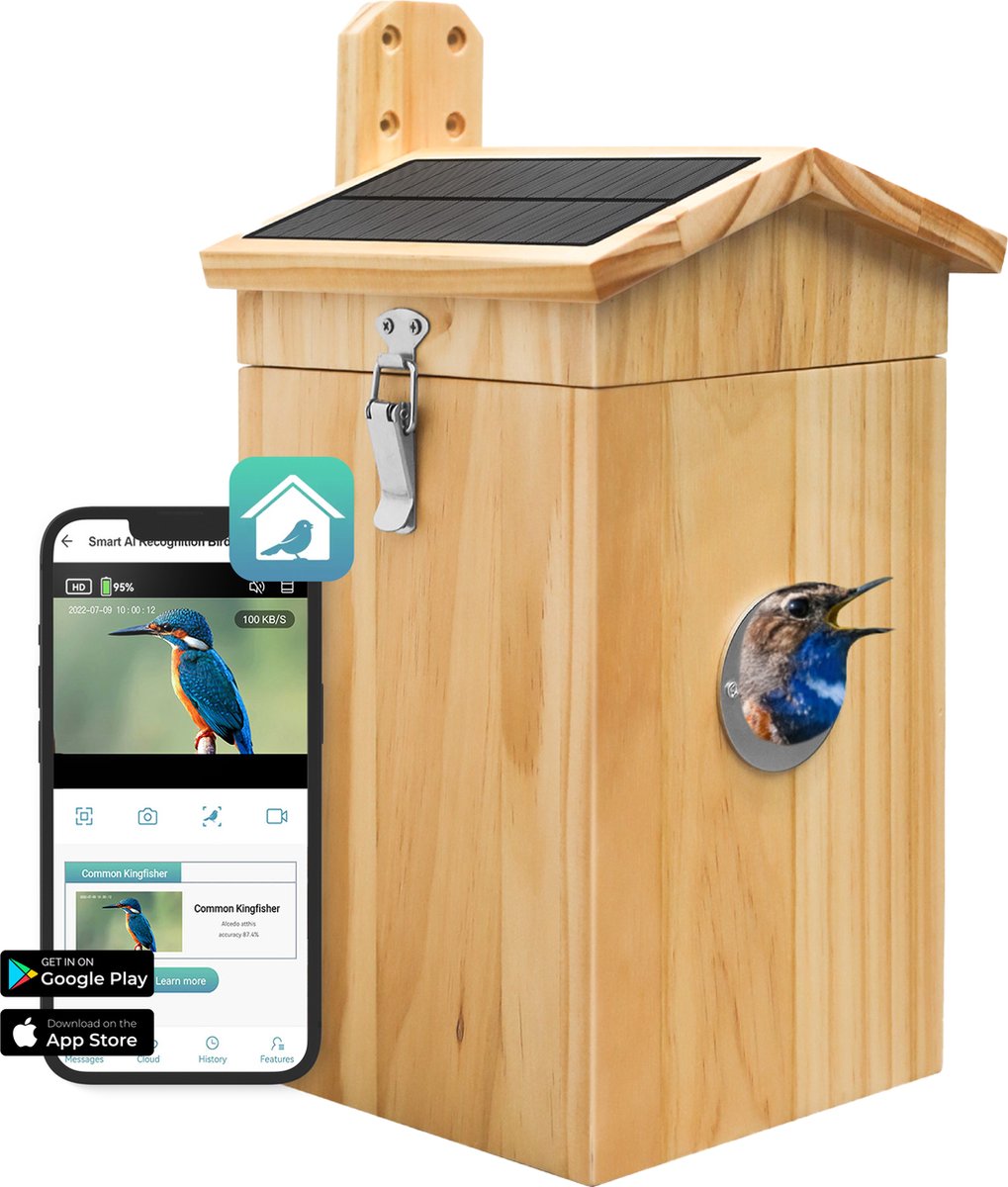 Vogelhuisje met Camera en Audio - Vogelhuisjes Hangend - Hout - Nestkastje - BOME