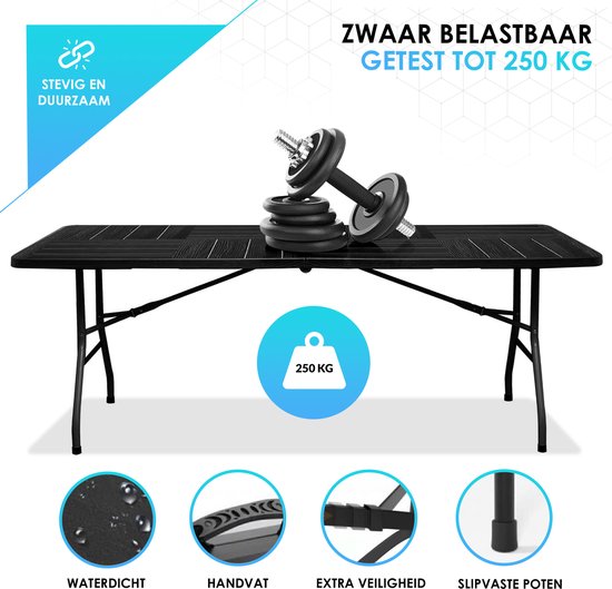 Duerté Luxe Klaptafel Inclusief Grijze Tafelrok - Ideaal als Campingtafel - Opvouwbare Tuintafel & Inklapbare Tafel - Belastbaar tot 250 KG van Duerté Luxe — afbeelding 2