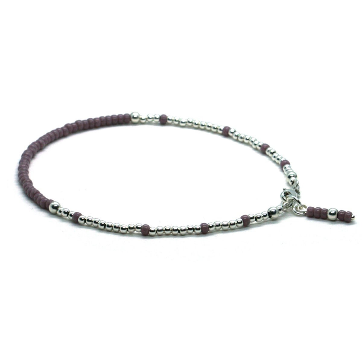 Heaven Eleven - dames - Enkelbandjes - Zilver - 925 - Paars - 2.5mm - 25cm